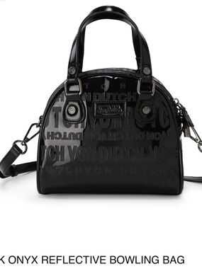 Von Dutch Glossy Black Logo Satchel